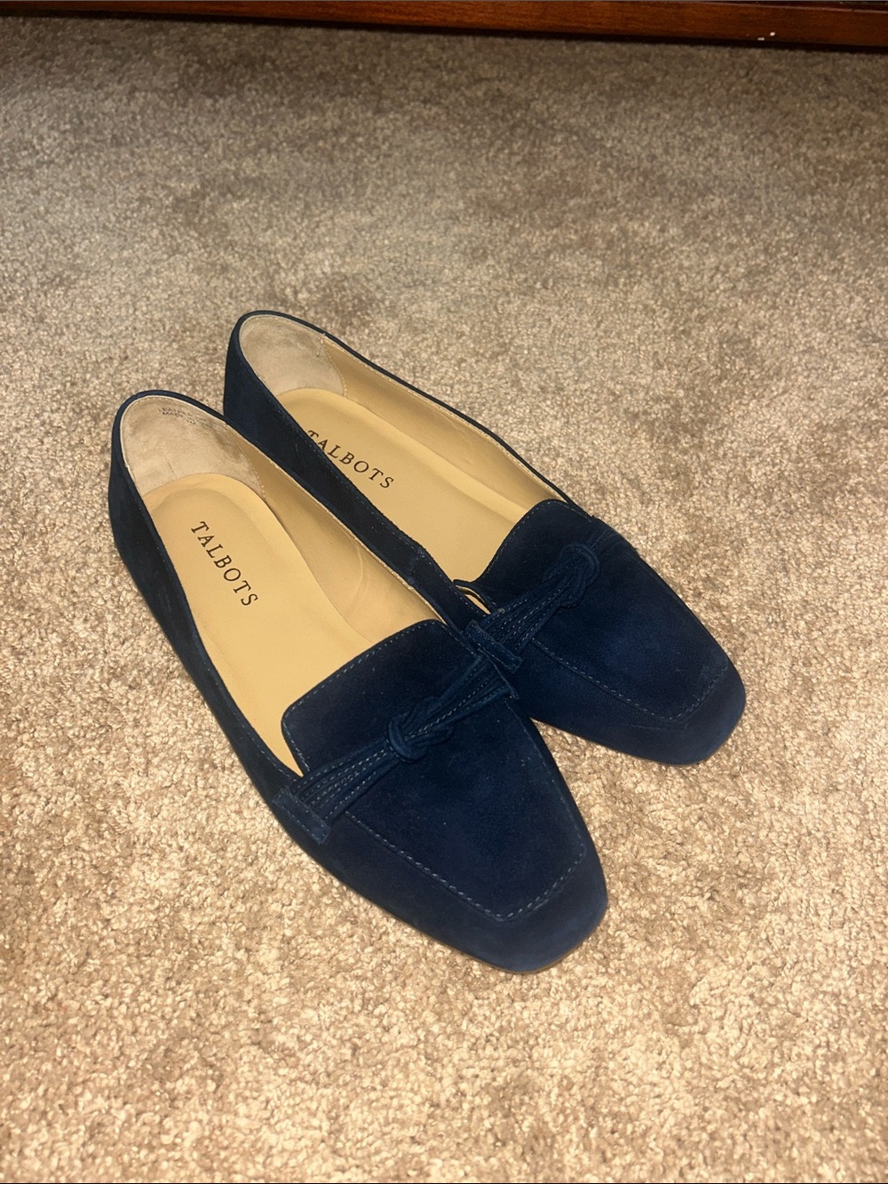 Talbots Navy Suede Knot Detail Loafers